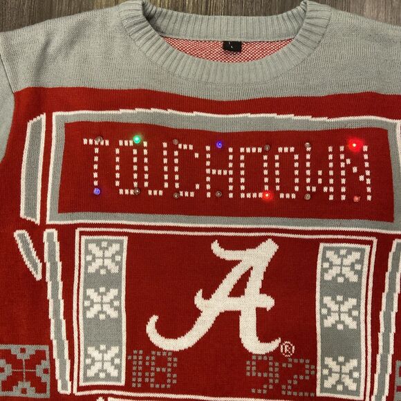 Alabama Crimson Tide LIGHT UP Pullover SWEATER NCAA Football Ugly Xmas UNISEX Lg - Picture 5 of 12
